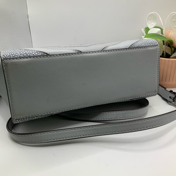 Michael Kors Selma Satchel Gray Chevron Leather Crossbody Bag Purse - Picture 6 of 12